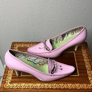 New 8 Gardenia‎ Pink Parent leather Made In Italy  Heels Bow Accents